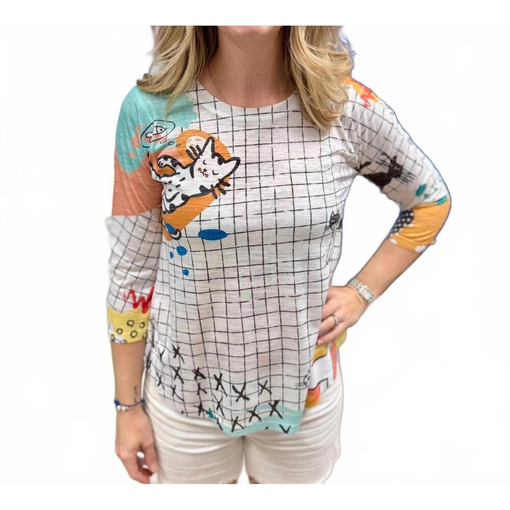 NEW INOAH kitty lounge top in white